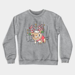 Angry Reindeer Dog In Christmas Decor Crewneck Sweatshirt